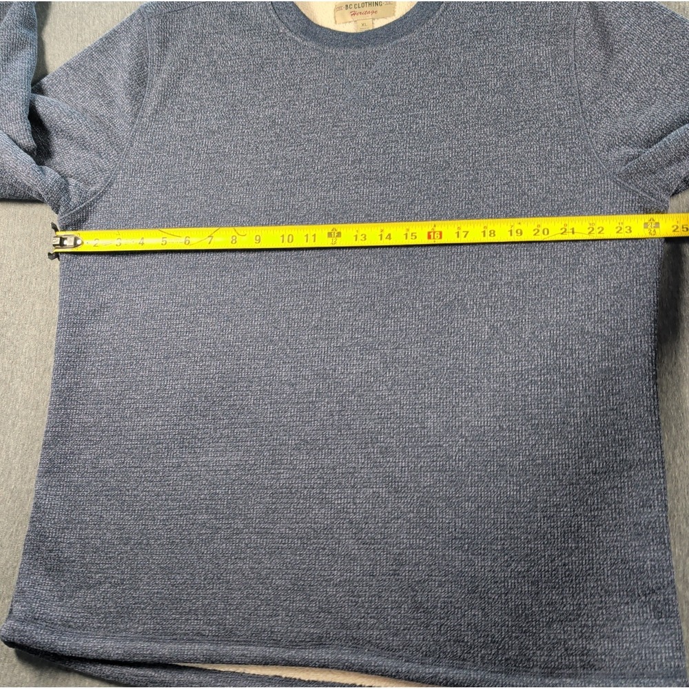 BC Clothing Heritage Mens XL Navy Blue Waffle Knit Sherpa Lined Crew Neck EUC - Picture 6 of 8